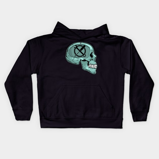 Funny Mechanic Skull Auto Repair Shop and Garage Owner Kids Hoodie by Acroxth